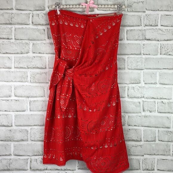 Free People Oceanside Red Strapless Crochet Mini Dress Size XS NEW - Picture 10 of 10